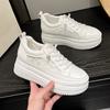Fashion 9cm Inner Raised Mesh Leather Small White Shoes for Women's 2024 Summer New Thick Soles, Versatile Casual Shoes for Students