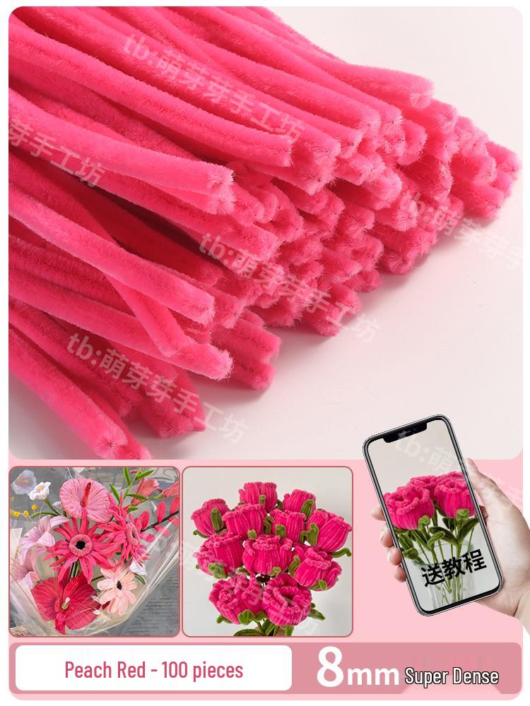 Thickened White Chenille Pipe Cleaners - Mixed Colors for DIY Bouquet Crafts