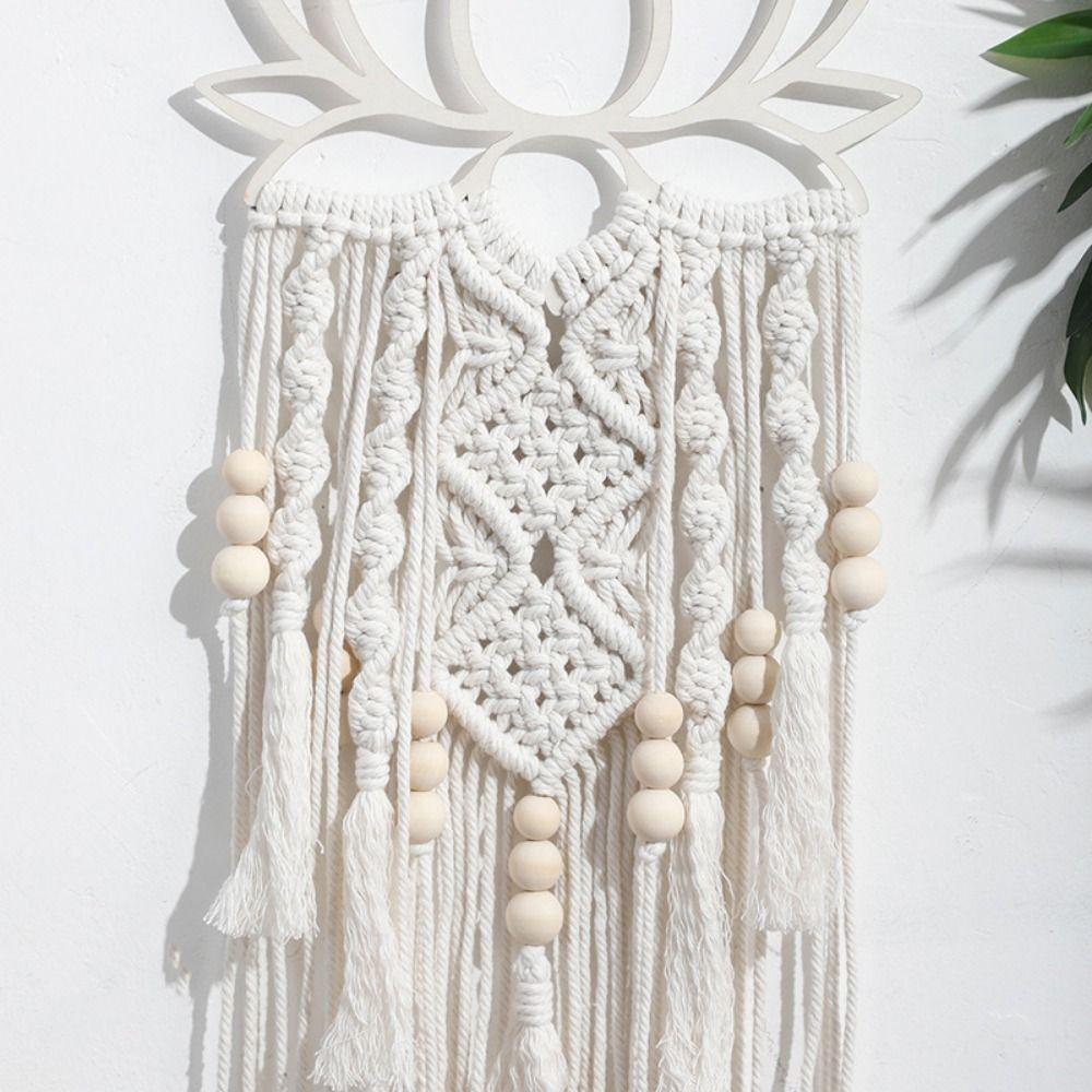 Cotton Thread Lotus Woven Tapestry Reusable Wall Pendant Boho Wall Hanging Decor  Bedroom