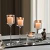 3PC Light Luxury Glass Candle Holder Candlelights Tall Transparent
