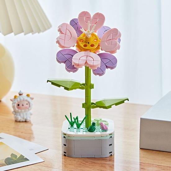 Building Block Bright Color Realistic Looking Smooth Edge Toy Parent-child Interaction Potted Plant Building Blocks DIY Assembly