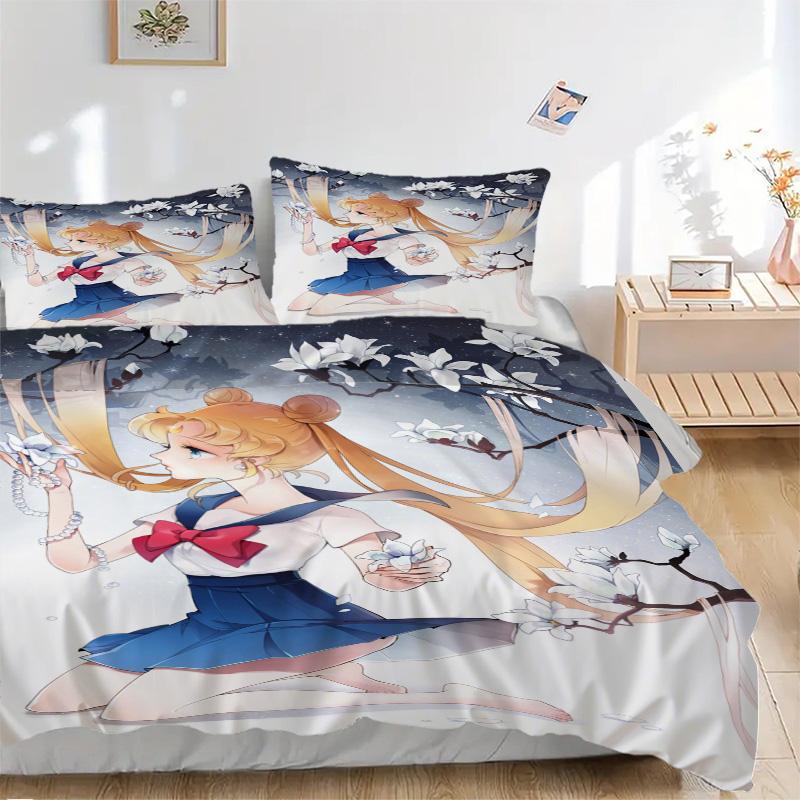 Sailor Moon Blossom Night Print 3Pcs Bedding Setduvet Cover With 2 Bedropillowcase Home Birthday Gift