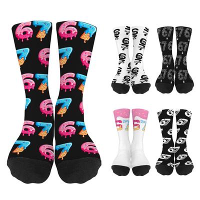 Смешные носки 67 Crew Socks Six Seven Ice Cream Drips Socks 6 7 Мем Повседневные носки для женщин мужчин Уличная одежда для тренировок