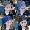 Wide-Brimmed Hollow Headband with Beads, Douyin Celebrity Style, Conceals White Hair, Versatile Headdress/Headscarf