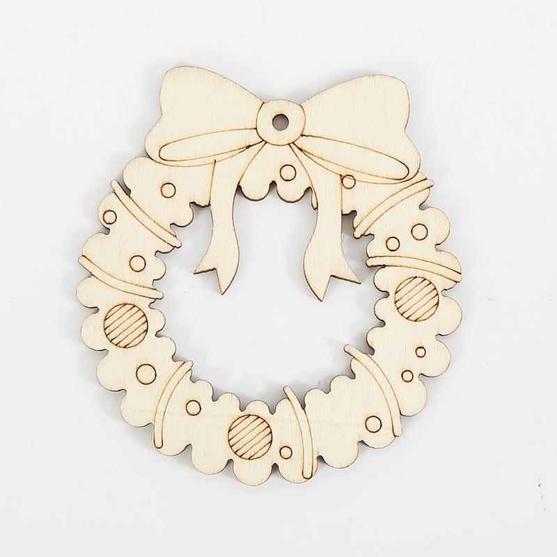 10 шт. Рождественский мультяшный узор Бесцветная деревянная доска и пеньковая веревка - Ручная раскраска Подвеска на рождественскую елку Рождественские украшения