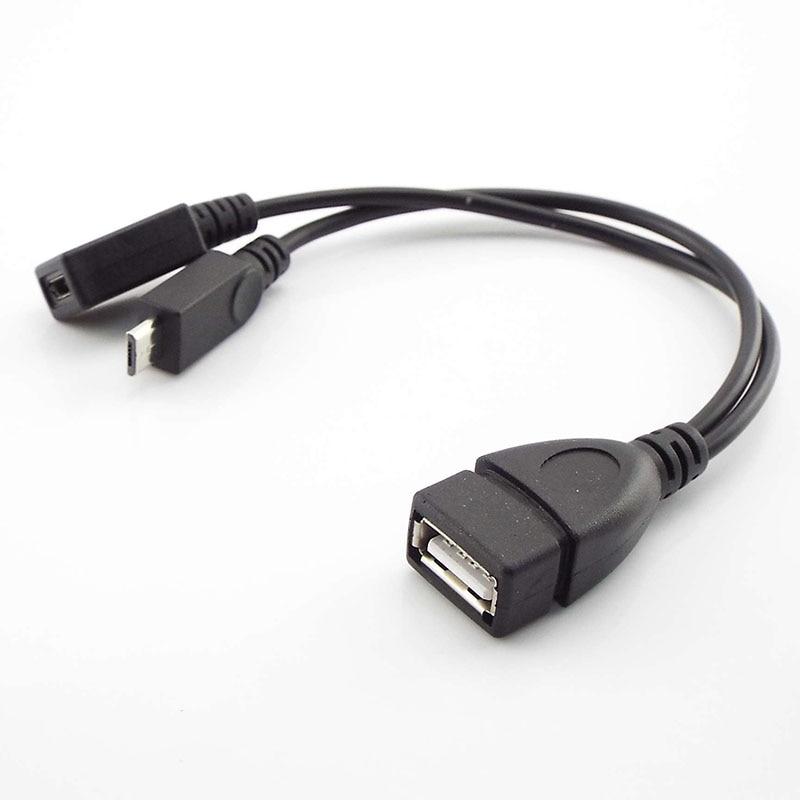 2 In 1 OTG Micro Usb Host Power Y Splitter Usb Adapter To Mirco 5 Pin Male Female Micro USB Port OTG Charging Cable