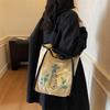 Осень 2025 новая вышитая нейлоновая сумка-тоут для поездок на работу, большая вместимость, нишевый дизайн, модная наплечная сумка, сумка для покупок