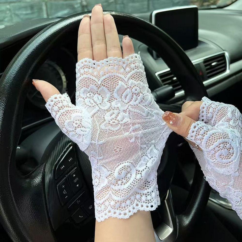 Summer Thin Style Half-finger Gloves UV Protection Sun Protection Gloves Driving Riding