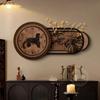 Chinese Retro Home Decor Wall Clock Living Room Decoration Three-dimensional Sandstone Decorative Painting Wall Clock