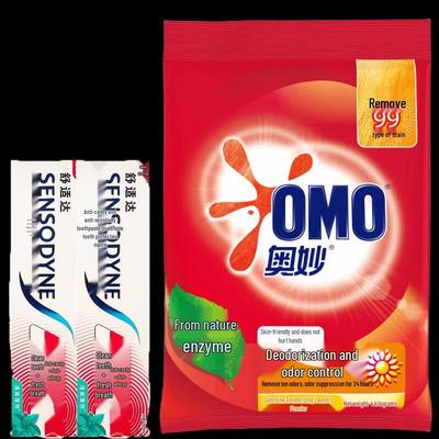 Зубная паста Sensodyne Fresh Mint, 2 шт. и Стиральный порошок Omo, 4 кг, Комплект