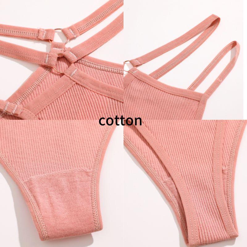 Cotton Panty for Women Pure Color T-back Sexy Brief Female Strap Design G-string Low Waist Woman Underpant