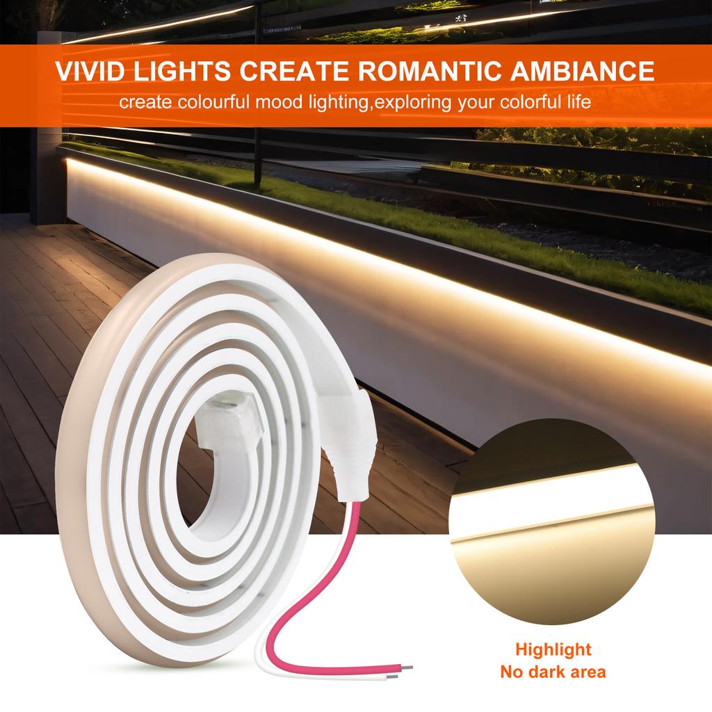 12V 24V COB Neon LED Strip 320 Leds M Waterproof High Brightness Flexible Ribbon Light 3000K 4000K 6000K For Home Decor 0.5M-20M
