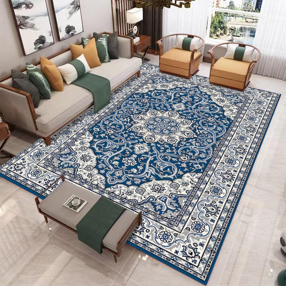 Красный Синий Бохо Шик Ковер для Декора Гостиной Спальни Антикварный Вдохновленный Зональный Ковер Нескользящий Напольный Коврик Художественный Винтажный Домашний Акцент