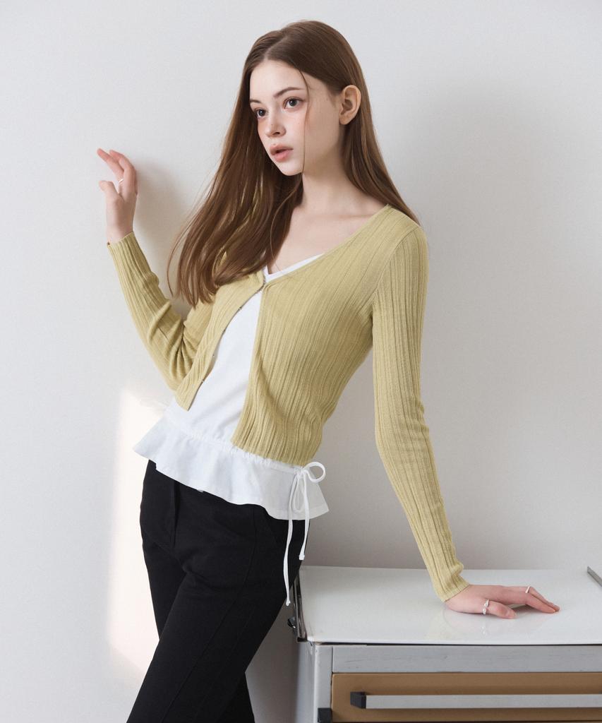 Летний ребристый кардиган Mixxo с V-образным вырезом