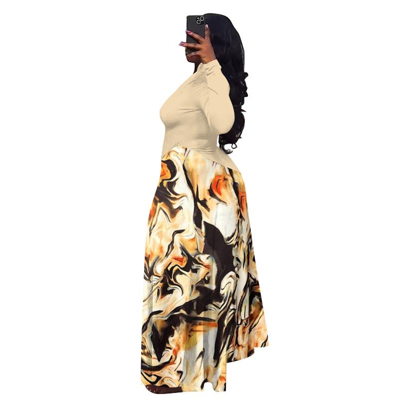 8162 Женское платье с принтом пэчворк, приталенное, весна/лето - Европейский/Американский стиль