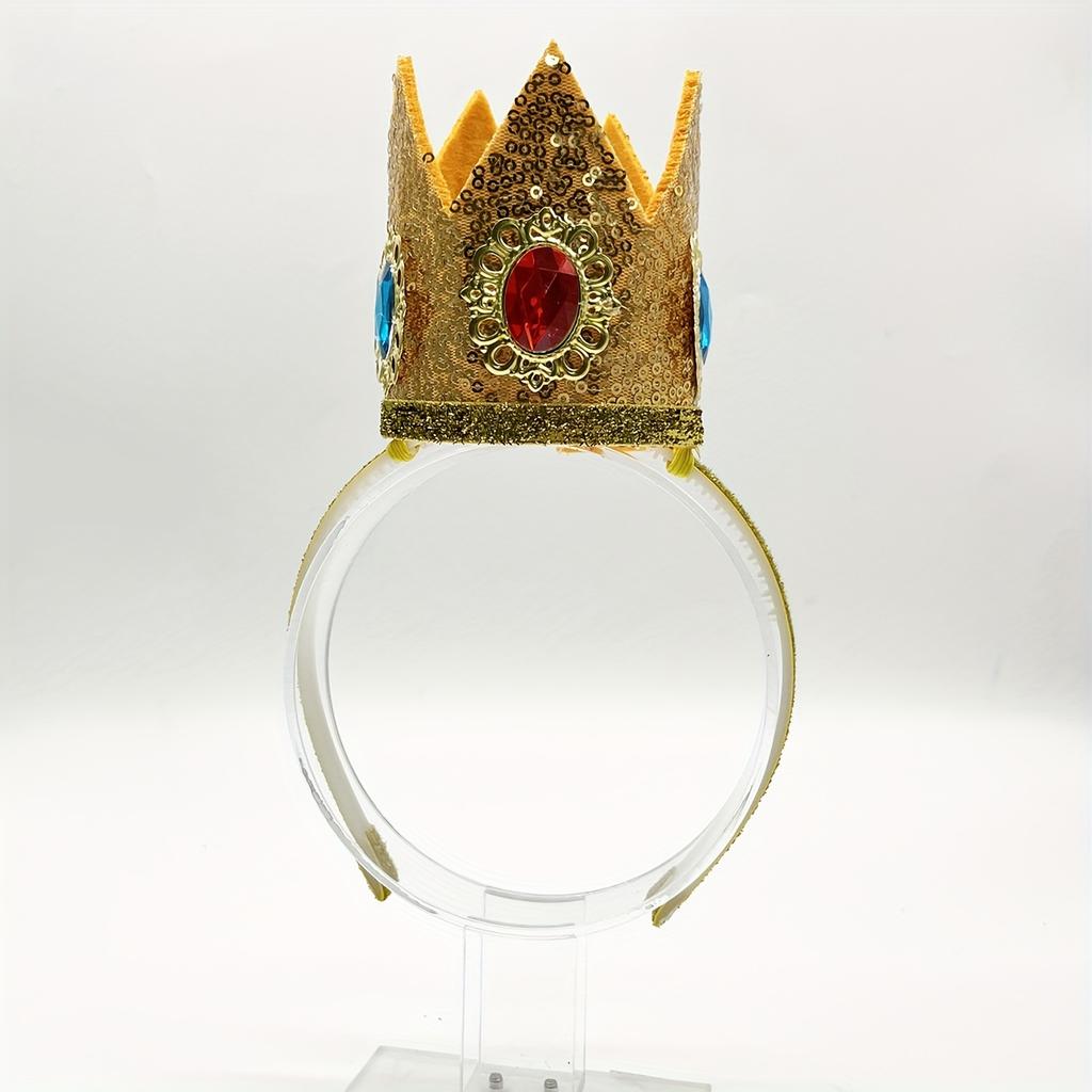 Элегантный блестящий золотой ободок-корона, реквизит для фото на день рождения, Хэллоуин, косплей короля и королевы, забавный аксессуар для вечеринки, аксессуар для сценического выступления
