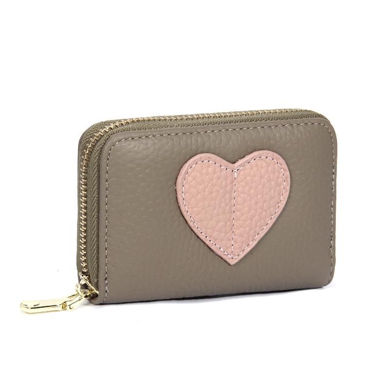 Top Grain Cowhide Heart Wallet with Multi-Card Slots and Large Capacity - Genuine Leather Accordion Card Holder