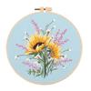 Embroidery Starter Kits with Pattern and Instructions Cross Stitches Set Flower Plant Stamped Embroidery Hoop Needlework