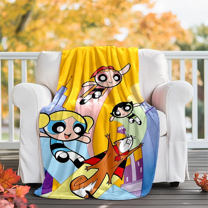 The Powerpuff Girls Theme Printed Blanket - Perfect for Couch, Bed, Travel & Outdoor Use | Machine Washable, Cozy & Durable.