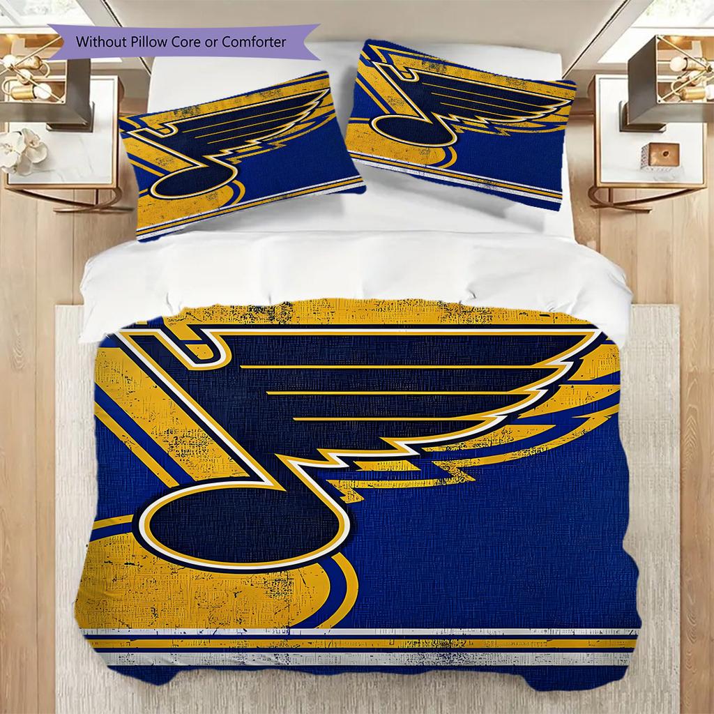 St. Louis Blues Pattern Bedding Quilt Set Quilt Cover Pillowcase Home Decoration Birthday Gift (1 * duvet cover + 2 * pillowcase, without core)
