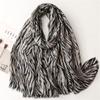 European And American Fashion Cotton Linen Hand Feel Scarf Soft Satin Cotton Hot Stamping Zebra Pattern Winter Warmth Thick Shawl