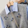 Женский жилет из смесовой шерсти с цветочной вышивкой