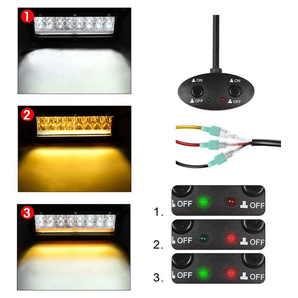 LED Light Bar Wiring Harness Kit, 480W 2  S 14 AWG Universal LED Wiring Harness with 12V 40A Relay and Two Control