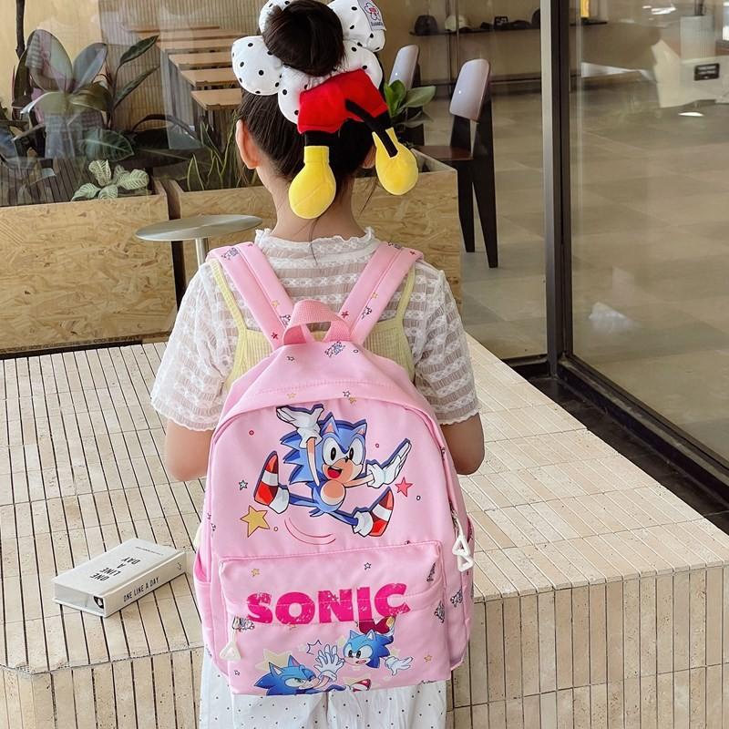 Детский мультяшный рюкзак Sonic из легкого нейлона для использования в детском саду и школе