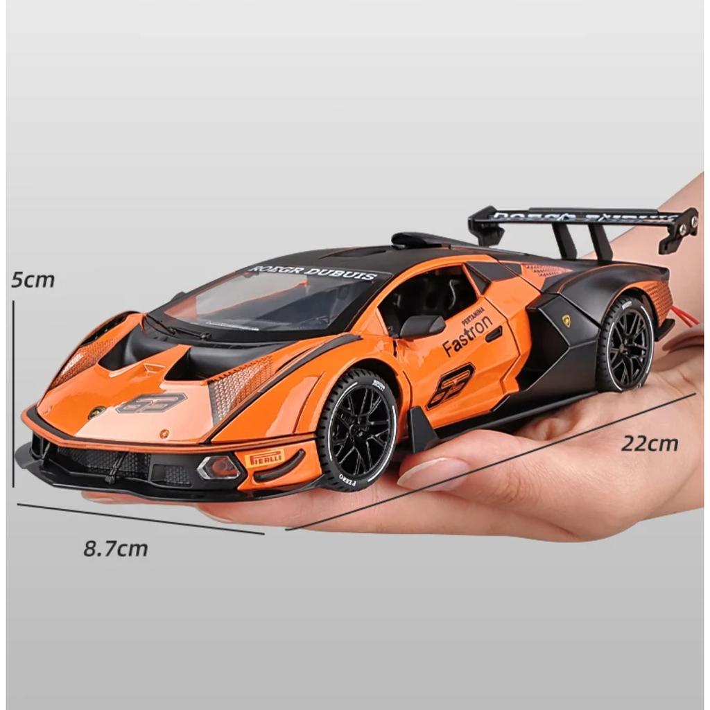1/24 Lambos Essenza SCV12 Alloy Sports Car Model Diecast Sound Super Racing Lifting Tail Hot Car Wheel for Children Gifts