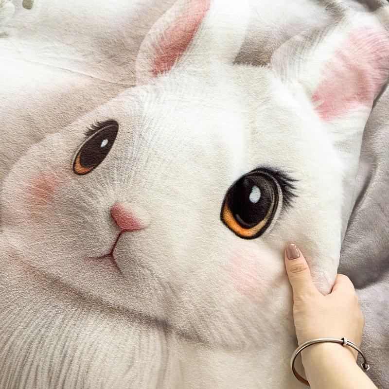 Четырехпредметный комплект из молочного флиса, большая версия, цифровая печать, милый мультяшный, одинарный, двуспальный пододеяльник, комплект из трех предметов с шапкой для кровати