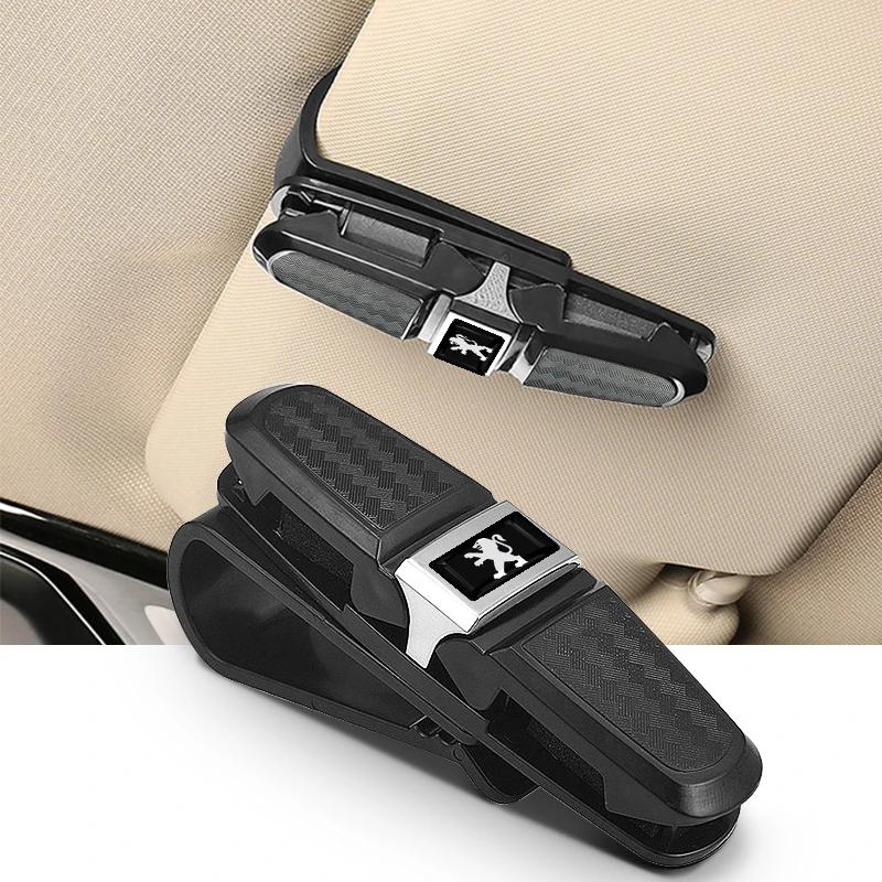 For Peugeot Car Sun Visor Glasses Box Universal Sunglasses Clip Card Ticket For Peugeot 206 207 307 3008 2008 308 407 408 508 30