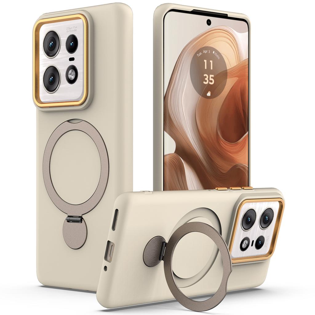 For Motorola Edge 50 Pro 5G Magnetic Case Rotating Ring Kickstand TPU + PC Back Cover