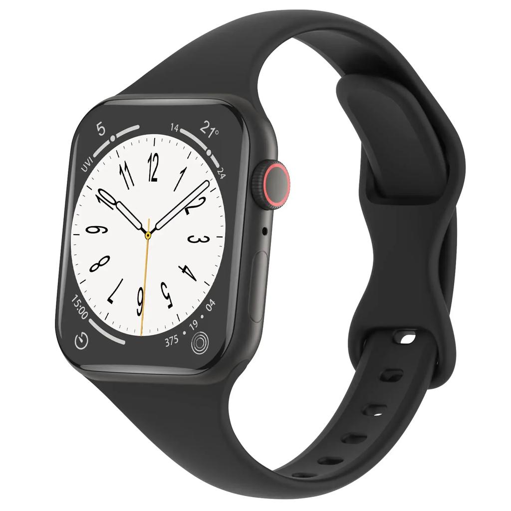 Силиконовый ремешок для часов Apple Watch Series 1-9, SE — однотонный, тонкий и легкий