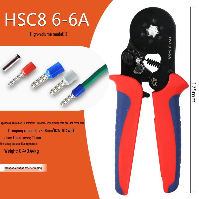 Hexagonal Mini Ratchet Crimping Pliers Set HSC8 6-6 for European Terminals