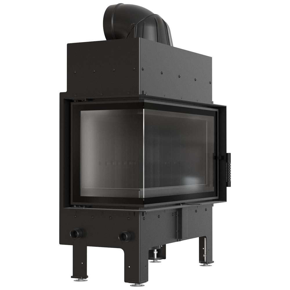 KRATKI FLOKI S Left 8 kW Ø160 Black Corner Fireplace Insert Set for Fitting