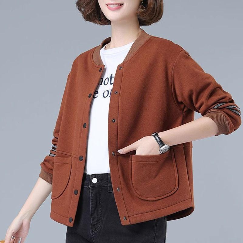 Весенне-осенняя куртка, женская короткая свободная куртка для мам среднего возраста, большая повседневная верхняя одежда, бейсбольная куртка