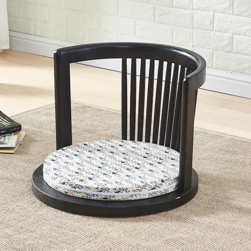 Японское кресло для медитации - с подлокотниками и поддержкой спины, традиционный азиатский напольный стиль татами, кресло из массива ясеня