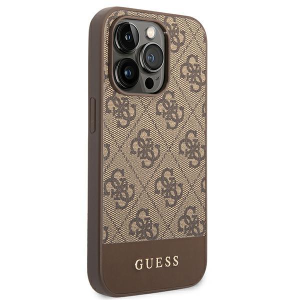 Guess Guhcp14Lg4Glbr Iphone 14 Pro6,1 Brązowy/Brown Twarde Etui Kolekcja Pasków 4G