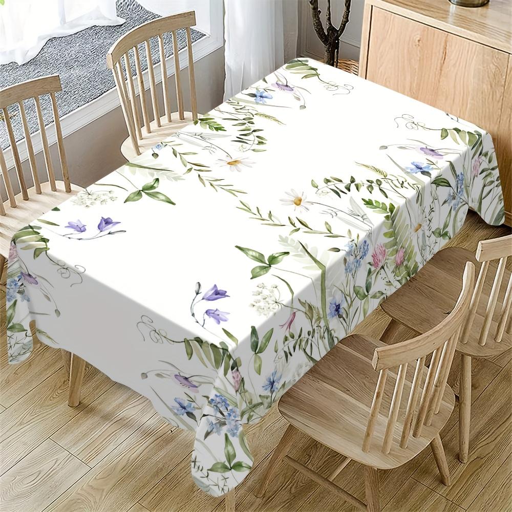 1 Rectangular Tablecloth with a Spring/summer Floral Eucalyptus Leaf Print. Suitable for Indoor and Outdoor Use, Perfect for Home Kitchen Table Decora