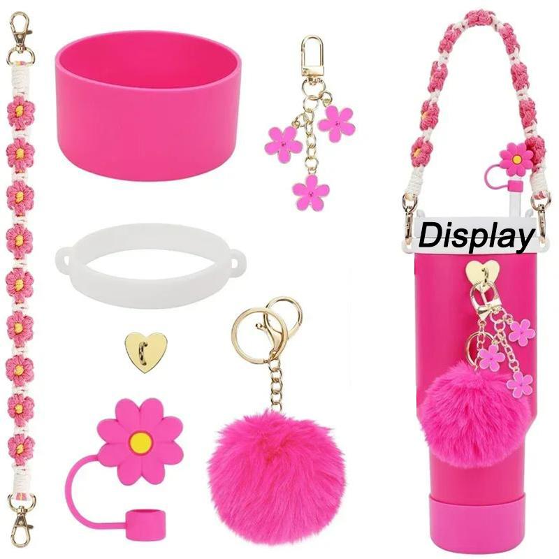 Letter Charm Pearl Chain For Most Cups Accessories For Handle Water Bottle Tumbler Personalized Initial Name ID Cups Decorations