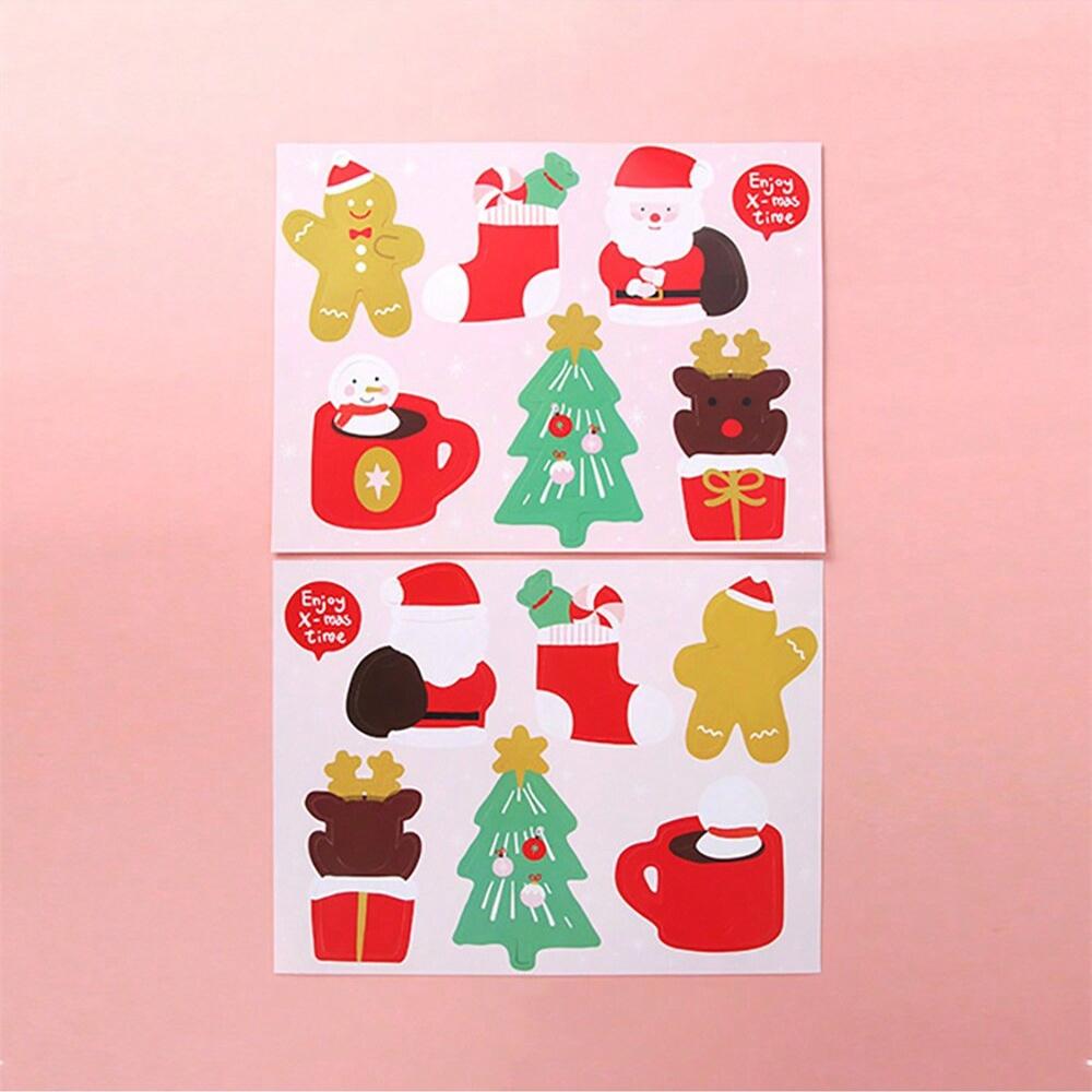 50 шт. Рождественские леденцы на бумажной открытке, очаровательный мультяшный Санта-Клаус, пряничный человечек, дизайн для подарочного пакета, набор для декора вечеринки