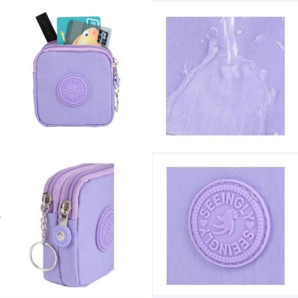 Portable Waterproof Coin Purse with Key Ring Wear-resistant Credit Card Holoder Solid Color Handbags
