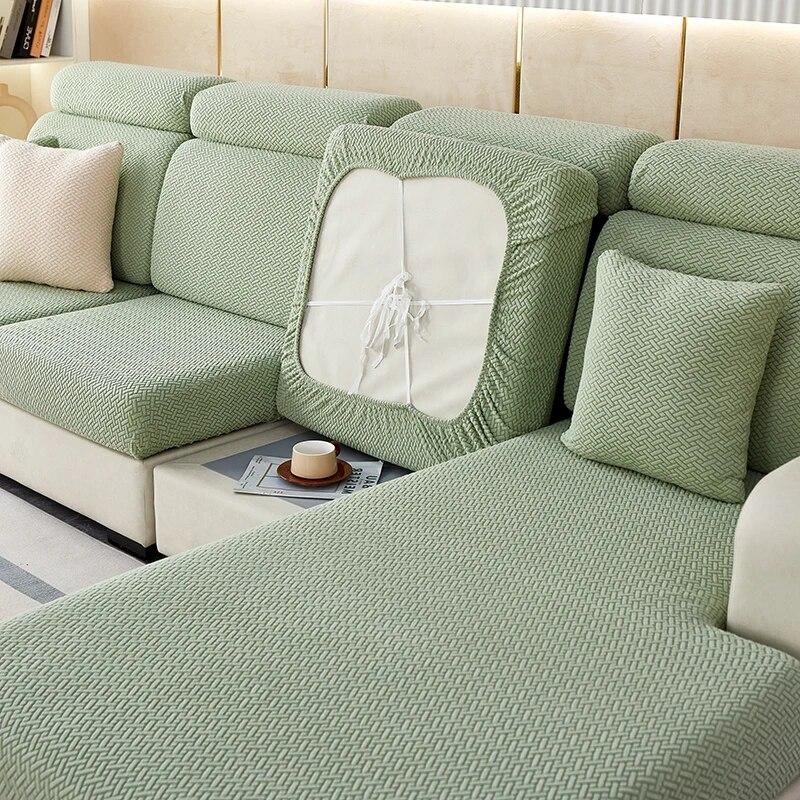 Плотная жаккардовая плюшевая наволочка для диванной подушки Чехол на длинную подушку спинки Растягивающийся чехол-защита для дивана на 1/2/3/4 места