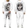 Mens Tracksuit Autumn And Winter Hoodie +Pants Two Piece Set Cool 3D Skull Print Mens Fashion Hoodies Sweatshirts Suits