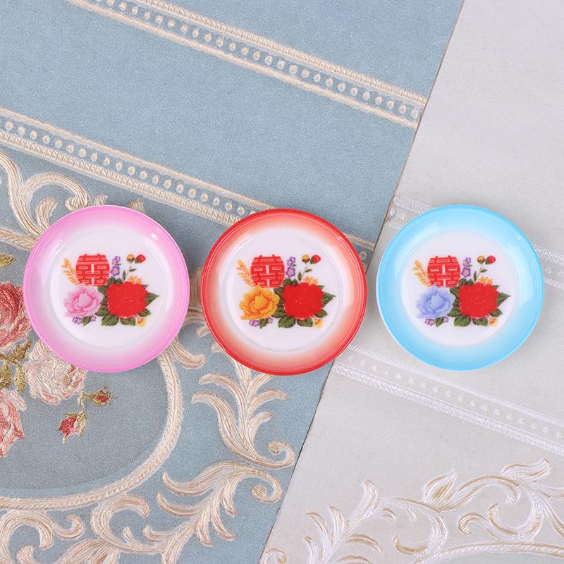 5Pcs Dollhouse Miniature Supplies Chinese Double Happiness Food Plate Miniatures Kitchen Accessory