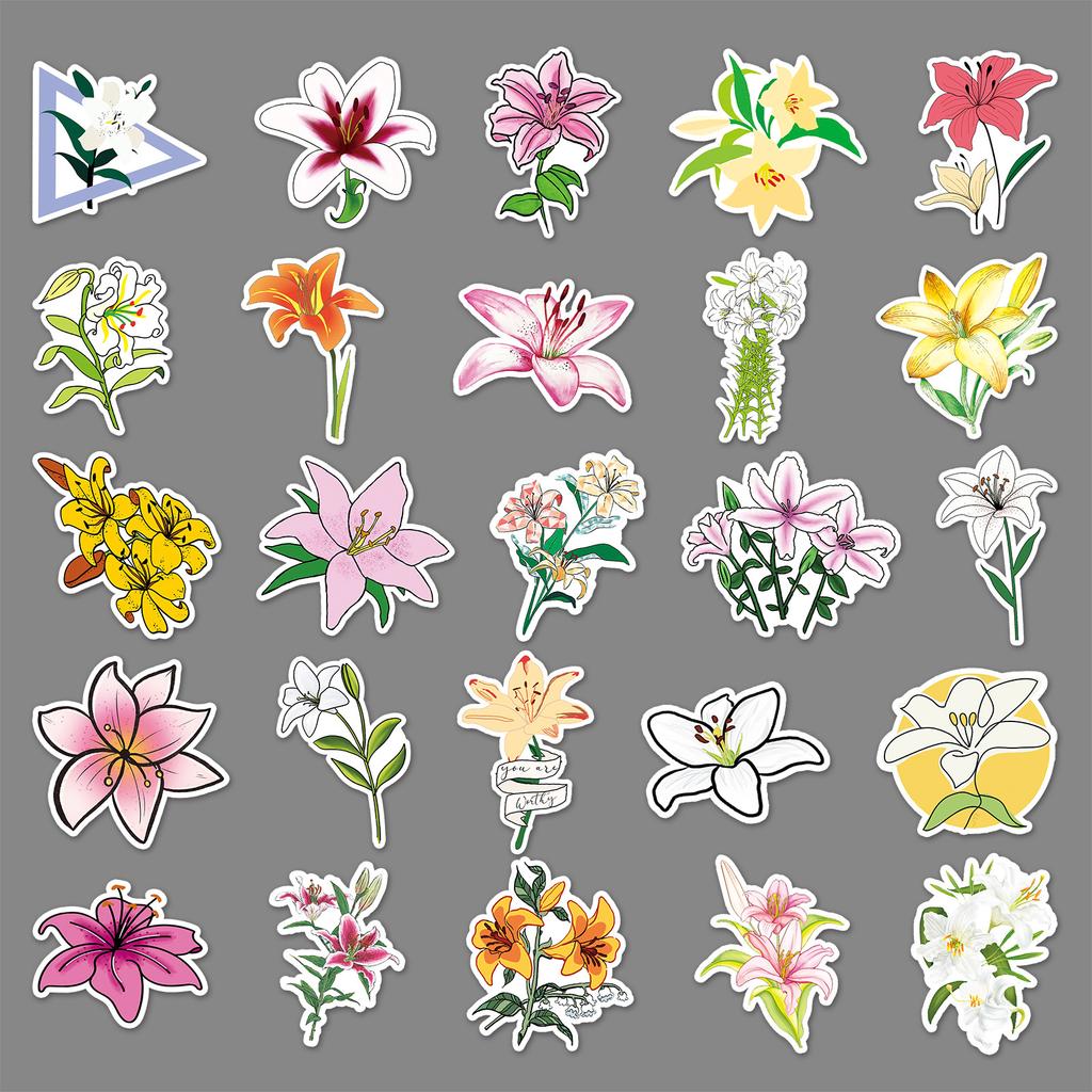 50 Лили Дудл Личность Свежие Цветы Креативные DIY Наклейки для Скейтборда Чемодана Водонепроницаемые