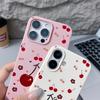 Милый чехол с принтом вишневых цветов, противоударный матовый чехол для iPhone 16 Pro Max 15 14 Pro 13 12 11, кожаная текстура TPU, тонкий мягкий чехол для телефона