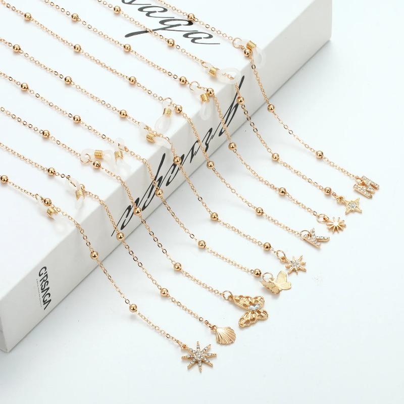 Модные солнцезащитные очки-банты, маска, подвесная цепочка, богемные буквы, бабочка, ракушка, звезды, луна, очки, цепочка, шнурок, ювелирные изделия для женщин