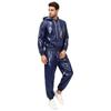 Men’s Outdoor Waterproof Suit Hooded Windbreaker Jacket Front Zipper and Sweatpants for Trail Fishing Workout Exercise