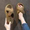 Fashion Soft Leather Slippers for Women for Summer Outerwear 2024 New Thick-soled Enlarged Height Fashion Women's Sandals